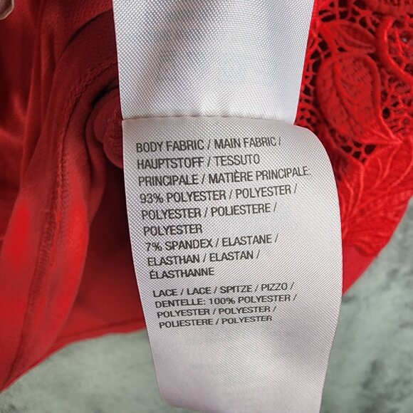 Womens Red Dennis Basso Top Blouse Polyester Long Lace Sleeve Round Neck 3X - Picture 4 of 8